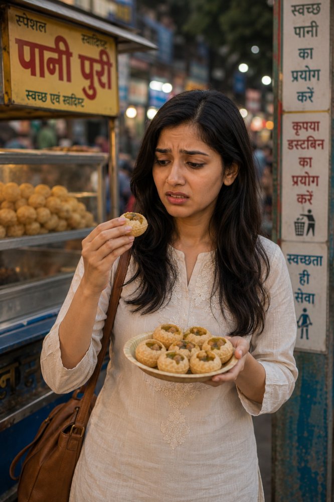 Roadside pani puri — hygiene is a guessing game
